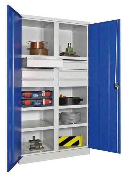 Pavoy Schwerlastschrank 1950/630/1040, Drehgriff, Trennwand, 6 Böden, Schubladen: 6x125, 36363-104-003-910905