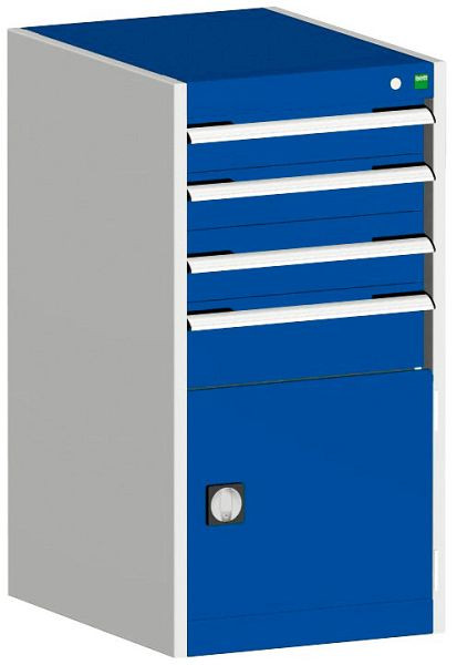 bott cubio Schubladenschrank bestückt mit 4 Schubladen, Tür BxTxH: 525 x 525 x 1000 mm, RAL 7035/5010, 40010043.11V