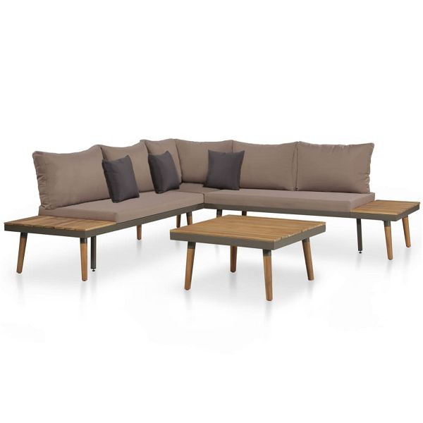 vidaXL 4-teilig Garten-Lounge-Set mit Auflagen Massivholz Akazie Braun, 44240