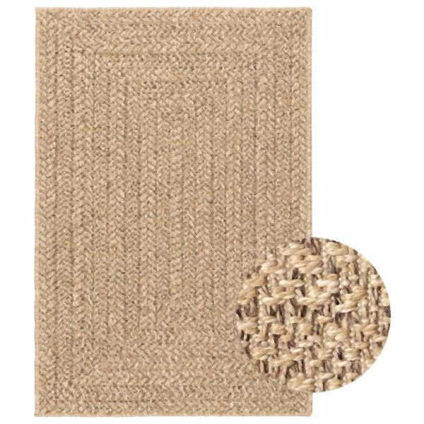 vidaXL Teppich 120x170 cm Jute-Optik Innen und Außen, 364831