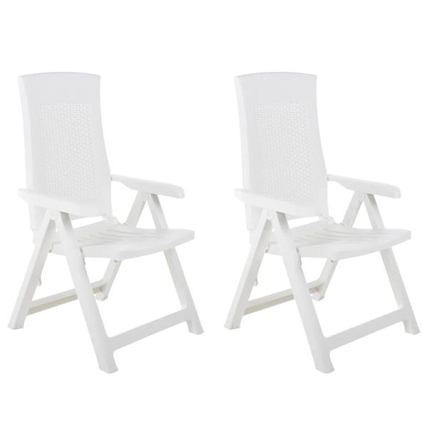 vidaXL Verstellbare Gartenstühle 2 Stück Kunststoff Weiß, 48760