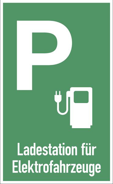 Moedel Parkplatzschild-Ladestation für Elektrofahrzeuge, Symbol+Text, Aluminium, grün, 250x400mm, 107899