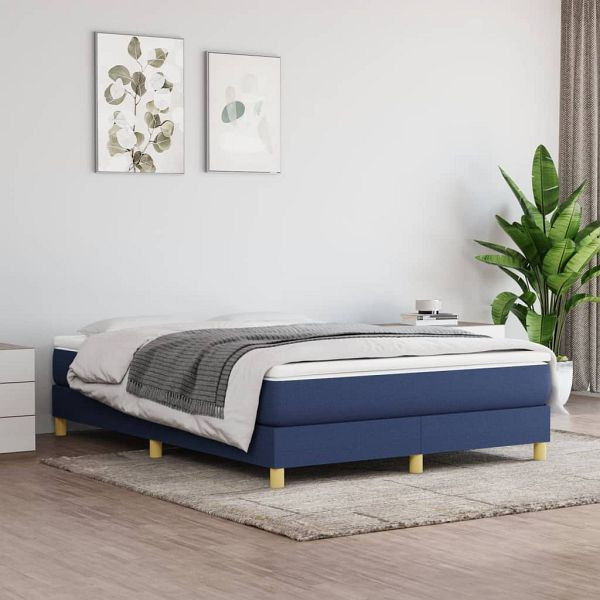 vidaXL Boxspringbett mit Matratze Blau 140x200 cm Stoff, 3144181