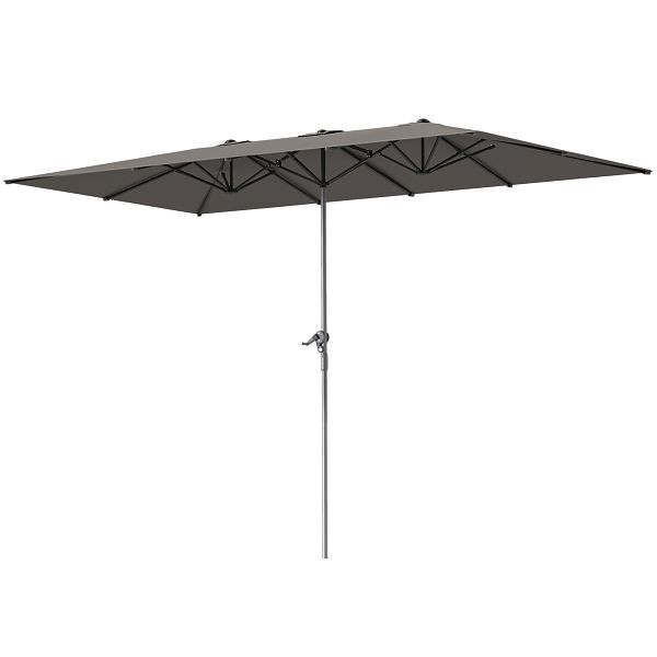 Outsunny Doppelseitiger Schirm, 451 x 264 cm Sonnenschirm mit Kurbelsystem, 12 Metallstreben, Aluminiummast, Dunkelgrau, 84D-436V00CG
