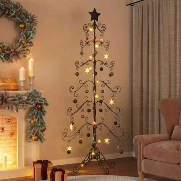 vidaXL Metall-Weihnachtsbaum für Dekorationen Schwarz 215 cm, 359609