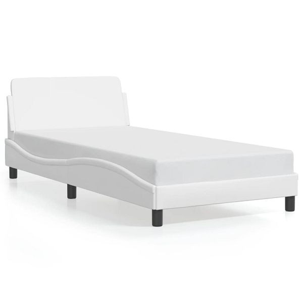 vidaXL Bettgestell mit Kopfteil Weiß 100x200 cm Kunstleder, 373139