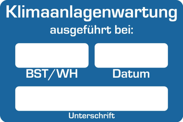 Eichner Kundendienstaufkleber, Text: Klimaanlagenwartung, 9220-00130