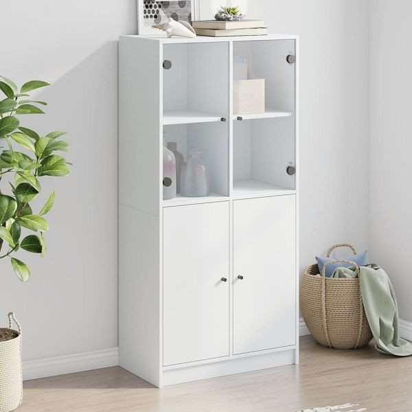vidaXL Highboard mit Türen Weiß 68x37x142 cm Holzwerkstoff, 3295864