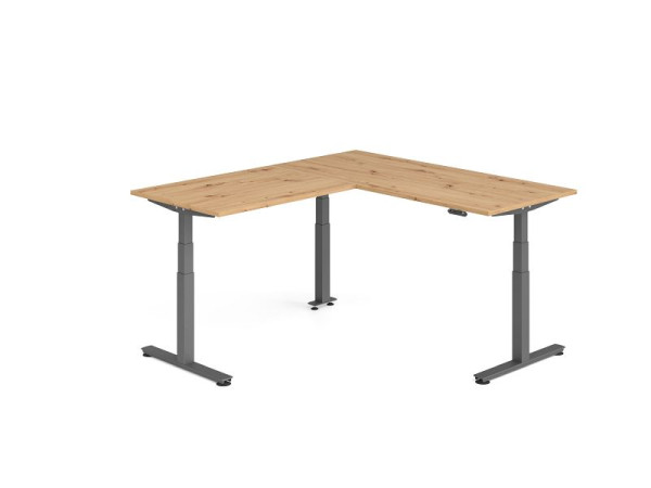 Hammerbacher Sitz-Steh-Winkeltisch 200x180cm Asteiche/Graphit, VXDSMW1912/R/G