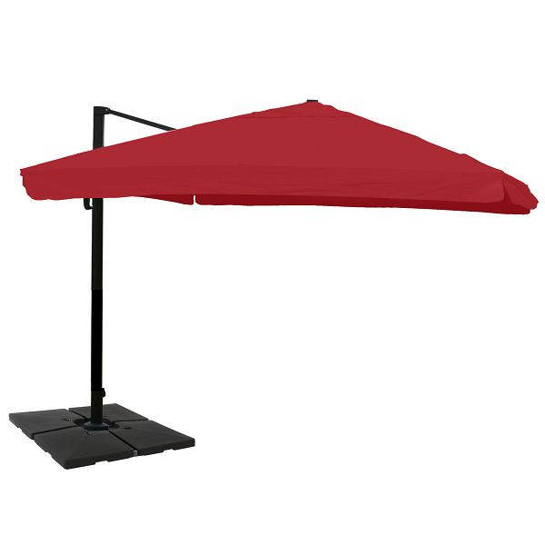Mendler Gastronomie-Ampelschirm HWC-A96, 3x4m (Ø5m) Polyester Alu/Stahl 26kg, Flap, bordeaux mit Ständer, 134328+35661