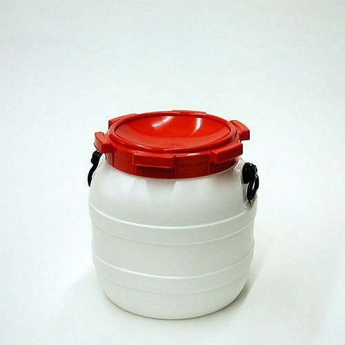DENIOS Weithalsfass WH 42 aus Polyethylen (PE), 42 Liter Volumen, weiß-rot, 179657