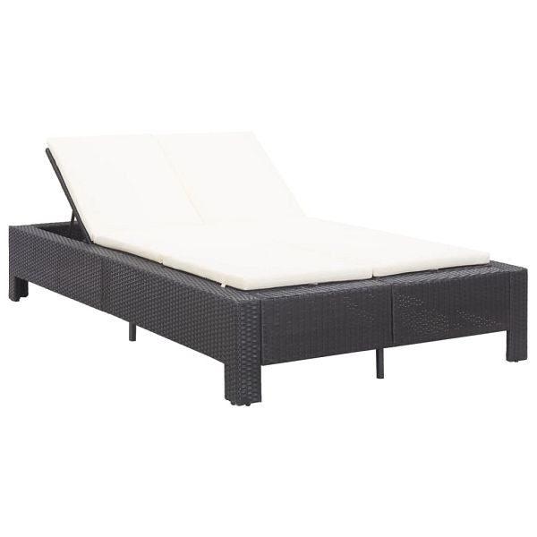 vidaXL 2-Personen-Sonnenliege mit Auflage Schwarz Poly Rattan, 46238