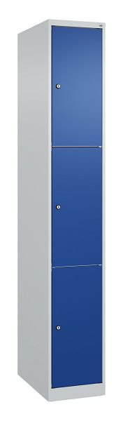 C+P Schließfachschrank Classic PLUS, 1850x300x500mm, 7035/5010, mit 3 Fächern, 080000-103 S10003