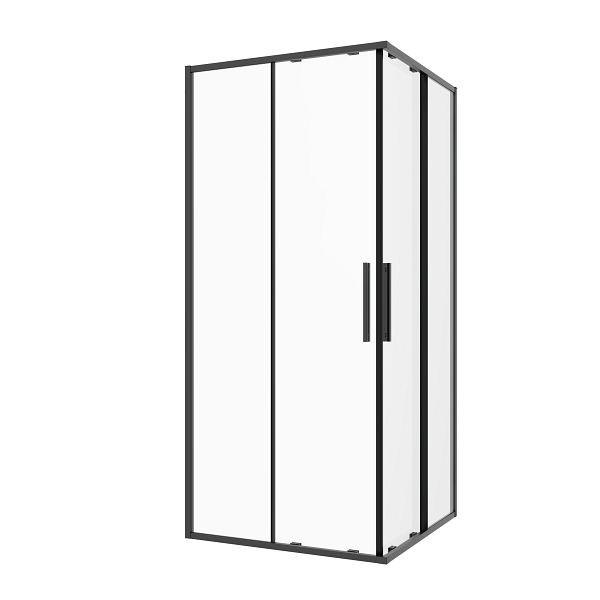 Sanotechnik Eck-Duschkabine (Halb) schwarz 70x200 cm 6mm ESG Easy-Clean, SLE70B