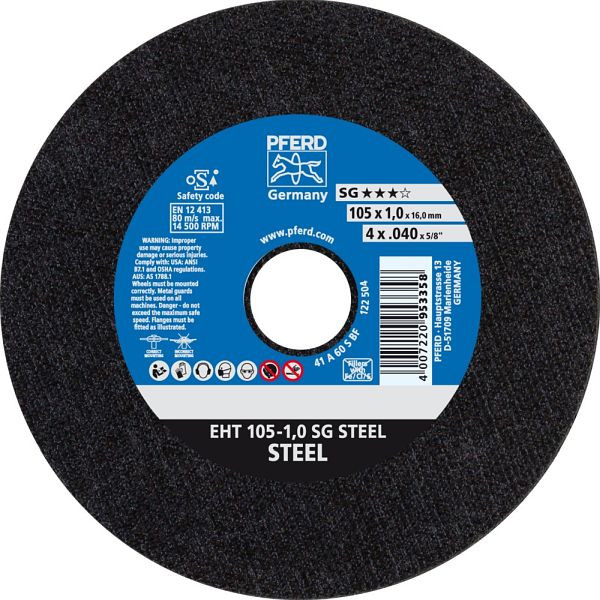 Pferd Trennscheibe EHT 105-1,0 SG STEEL/16,0, VE: 25 Stück, 61315110