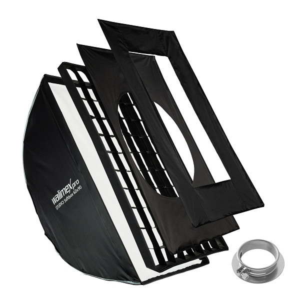 Walimex pro Studio Softbox 60x90cm + Softboxadapter für Profoto (Außendurchmesser: 15,2 cm), um 360° drehbar, Transporttasche, 1023480