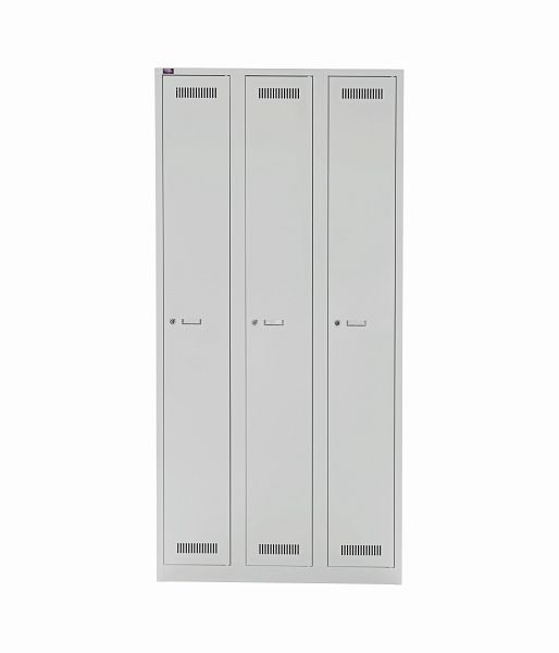 Bisley LIGHT Garderobenschrank LIGHT. 3 Abteile, lichtgrau, GL09T1245