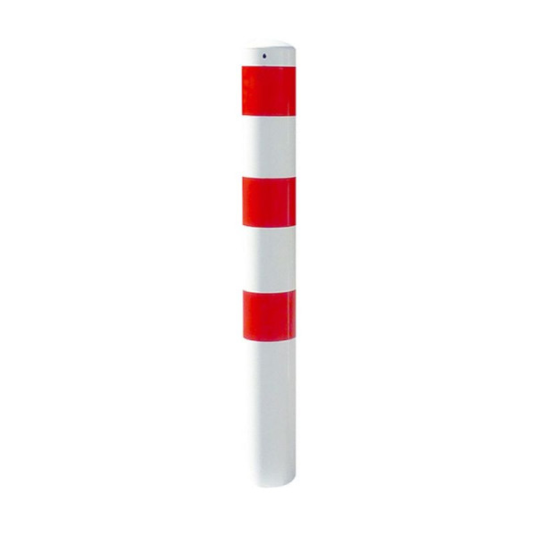 Stein HGS Stahlrohrpoller/Rammschutzpoller -Bollard-, 2000 mm/ohne Verschluss, gelb beschichtet mit 3 schwarzen Streifen, 2 Ösen (180°), 36704b-g-201