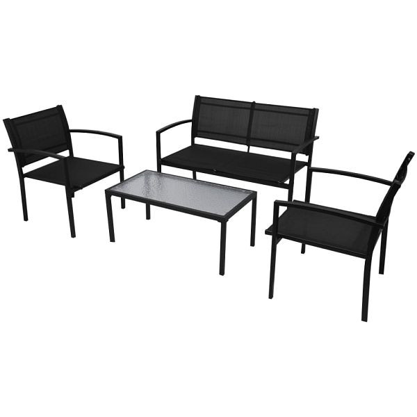 vidaXL 4-teilig Garten-Lounge-Set Textilene Schwarz, 42162
