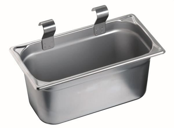 B.PRO BGN 1/3-150 Besteckbehälter aus Edelstahl, tiefgezogen, mit Hängevorrichtung, am Schiebegriff ein- und aushängbar, 555510