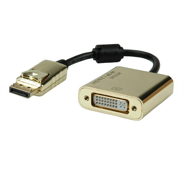 ROLINE GOLD 4K DisplayPort-DVI Adapter, Aktiv, Version 1.2, DP ST - DVI BU, 12.03.3175