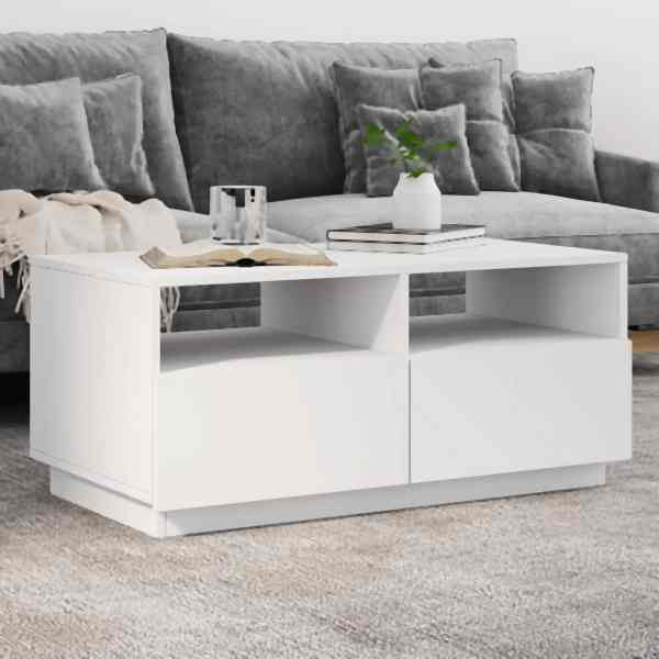 vidaXL Couchtisch mit LED-Leuchten Weiß 90x49x40 cm, 839833
