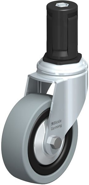 Blickle LKRA-VPA 101K-11-FA-ER15 Apparate-Lenkrolle mit Expander, Vollgummi, Grau, 848231