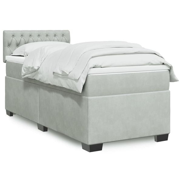 vidaXL Boxspringbett mit Matratze Hellgrau 80x200 cm Samt, 3286168