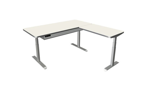 Kerkmann Steh-/Sitztisch Move 4 Premium, B 1800 x T 800 mm, mit Anbauelement 1000 x 600 mm, elektrisch höhenverstellbar von 620-1270 mm, weiß, 10320910