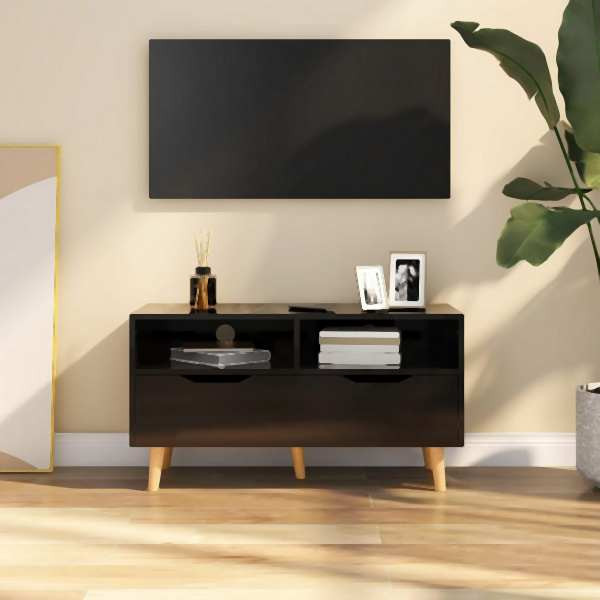 vidaXL TV-Schrank Hochglanz-Schwarz 90x40x48,5 cm Holzwerkstoff, 326784