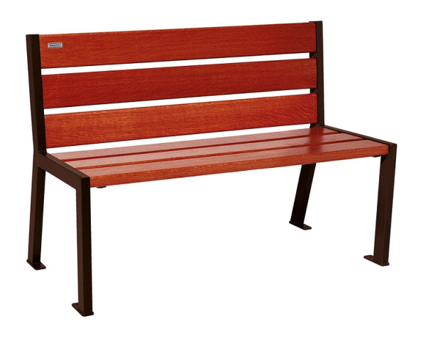 Procity Sitzbank Silaos 6 Holzlatten, 1200 mm, Ohne Armlehne, Holz & Stahl, Mahagoni/RAL 8017, 209601.8017.ACAJ