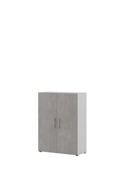 Röhr Aktenschrank B 80 cm x H 107,2 cm x T 33,5 cm, Korpus Weiß, Front Beton, mit 2 Türen, 3 Ordnerhöhen, 859B331000