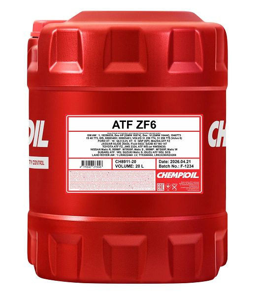 CHEMPIOIL Getriebeöl 8911 ATF ZF6, VE: 20 l, CH8911-20