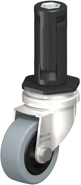 Blickle LRXA-VPA 50G-EXR03 Edelstahl-Apparate-Lenkrolle mit Expander, Vollgummi, Grau, 856418