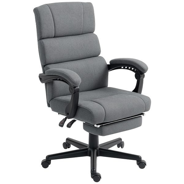 HOMCOM Gepolsterter Bürostuhl mit Samt-Optik, höhenverstellbar, rollbar, Grau, 921-881V00CG