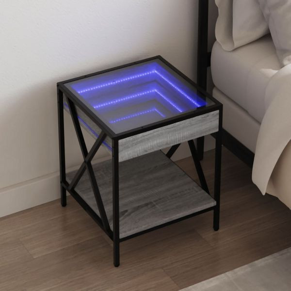 vidaXL Nachttisch mit Infinity-LED Grau Sonoma 40x40x49 cm, 3284099
