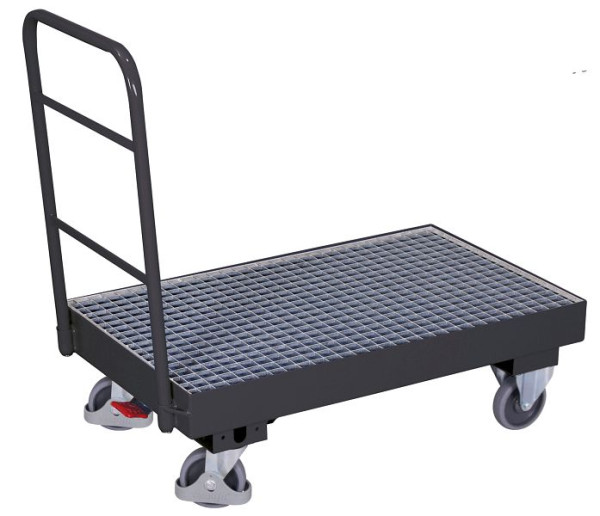 VARIOfit Schiebebügelwagen mit Auffangwanne, Ladefläche: 990 x 590 mm, RAL 7016 anthrazitgrau, sw-600.121/AG