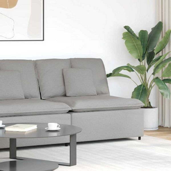 vidaXL Modulares Sofa Mittelmodul mit Kissen Wolkengrau 100 cm, 4104426