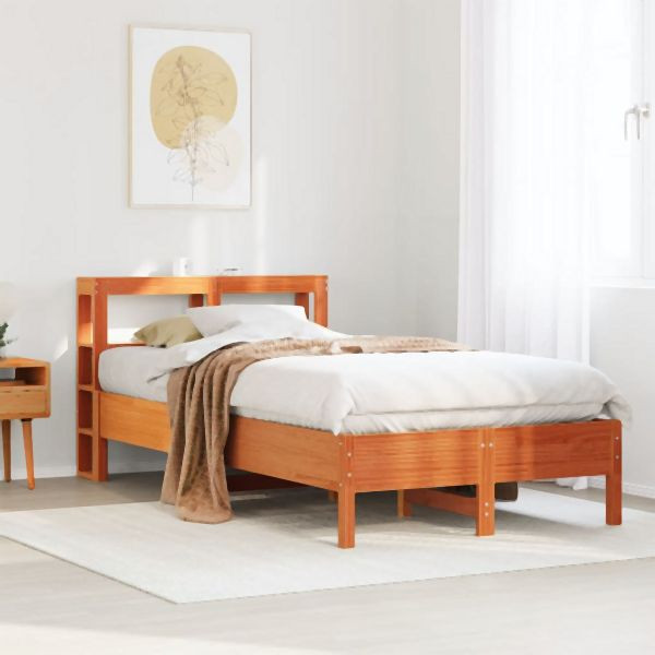 vidaXL Massivholzbett ohne Matratze Wachsbraun 90x200 Kiefernholz, 3306158