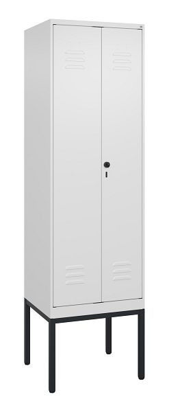 C+P Umkleidespind Classic PLUS, Doppel-Spind, Gestell, 2 Abteile, 2120x600x500mm, 9016/9016, Drehriegel, 0800327-20P S10014