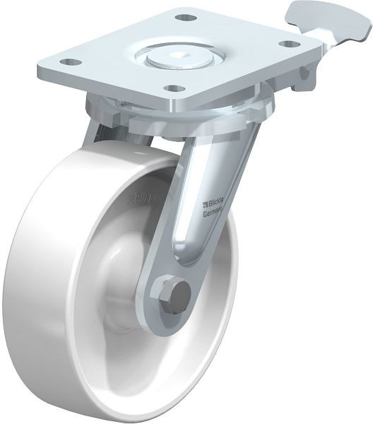 Blickle LO-PO 160G-RI4 Stahlgeschweißte Schwerlast-Lenkrolle, Polyamid, Weiß, 852814