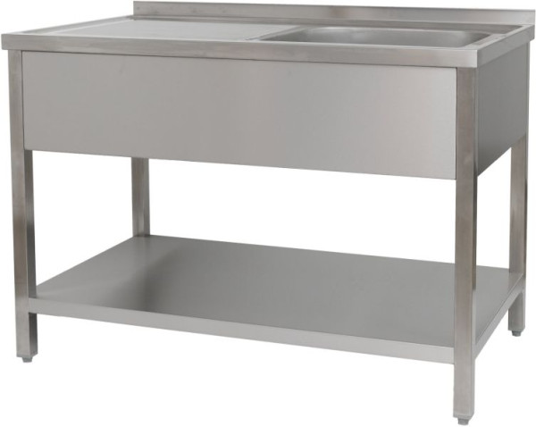 A&S Polarny Spültisch 1200 x 600 x 850 mm 1 Becken rechts, mit Grundboden, 600 mm Tiefe, SPT1261BR