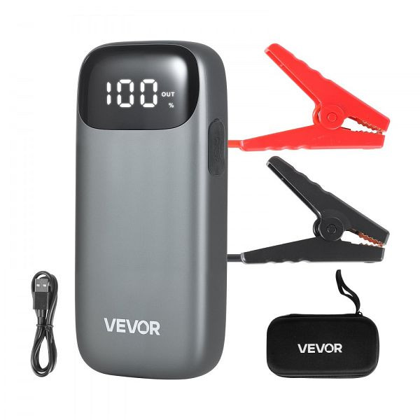 VEVOR Starthilfe Powerbank 6000A mit LED-Taschenlampe für 10L Diesel/Benzin, Autobatterie Booster, Schnellladung, Sicherheitsschutz, YJDYQDX6000AMVPUI001V9