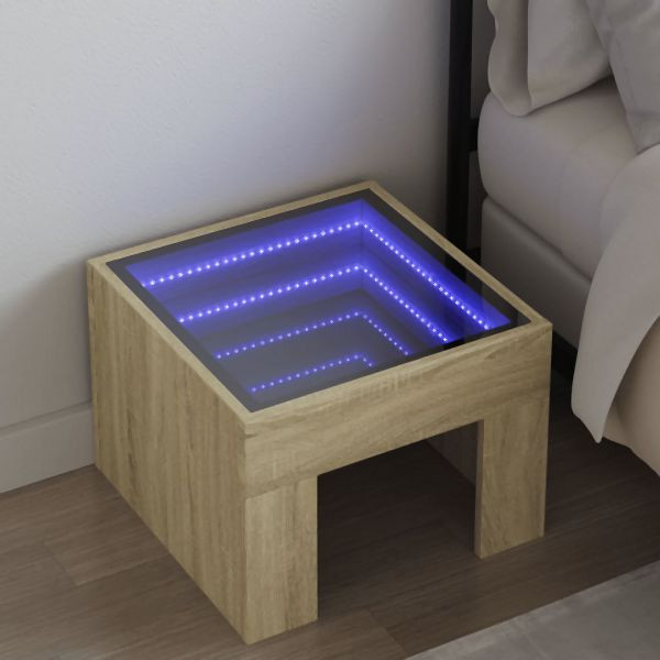 vidaXL Nachttisch mit Infinity-LED Sonoma-Eiche 40x40x30 cm, 3284072