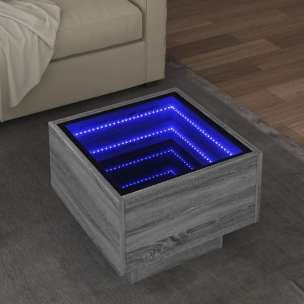 vidaXL Beistelltisch mit LED Grau Sonoma 40x40x30 cm Holzwerkstoff, 847502