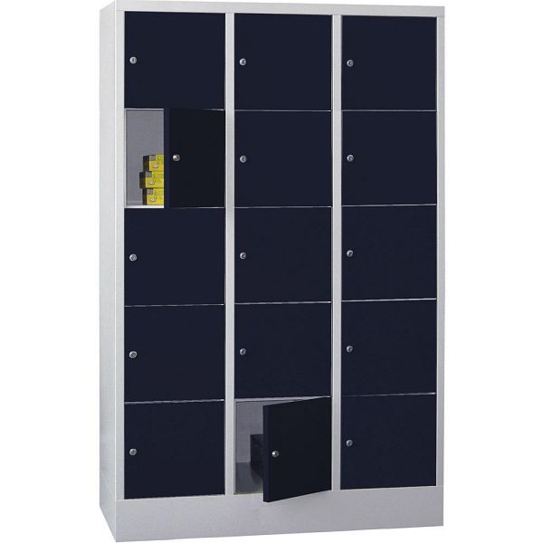 Deskin Schließfachschrank CLASSIC mit glatten Türen, Korpus lichtgrau, Türen Anthrazitgrau, H 1850 x B 1200 x T 500 mm, 264225