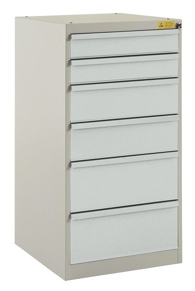 Manuflex ESD-Schubfachschrank BASETEC Stationär, Nutzhöhe 900 mm mit 6 Schubfächern, in lichtgrau RAL 7035, LS1042.7035