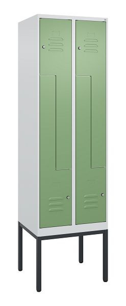 C+P Z-Spind Classic PLUS, Gestell, 4 Abteile, 2120x600x500mm, 7035/6011, Zylinderschlösser, 0800337-204 S10021