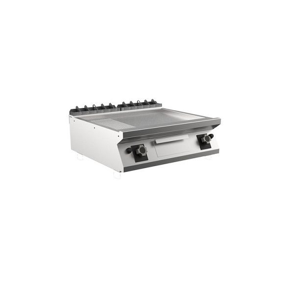 Mareno M1-700 Gas-Grillplatte mit 2/3 glatter und 1/3 gerippter Mattchromplatte, 80cm, FT78GMCST, 171.221