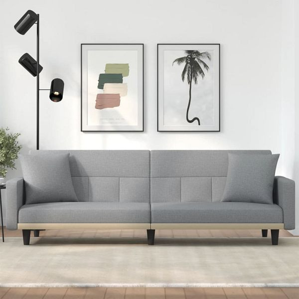 vidaXL Schlafsofa mit Kissen Hellgrau Stoff (Polyester), 351875
